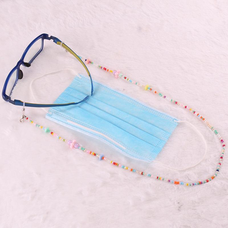 Colorful rice beads gravel decoration imitation pearl mask lanyard anti-slip chain glasses hanging chain