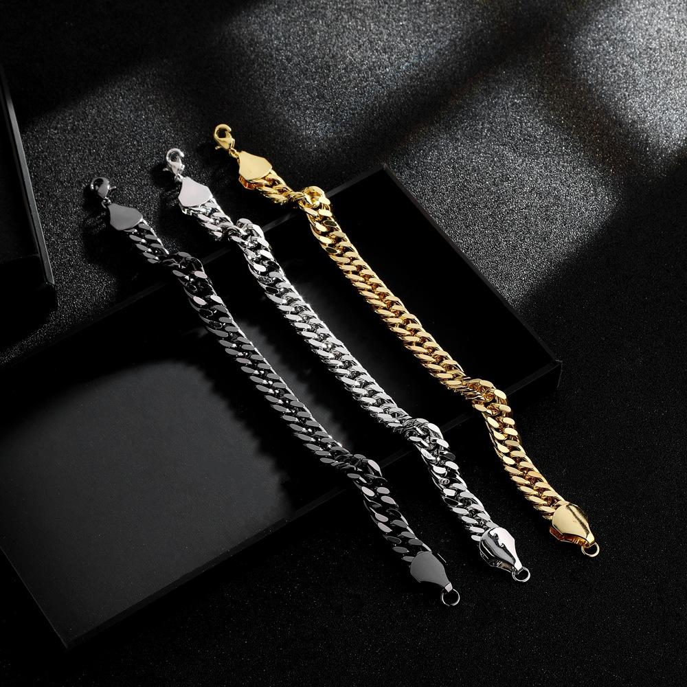 Grid 2. Double Buckle Grinding Chain Bracelet Men's Night Hip-Hop Metal Bracelet Jewelry