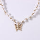Jewelry Fashion Embossed Three-dimensional Butterfly Necklace Women's Short Style Pearl Geometric Single Layer Necklace