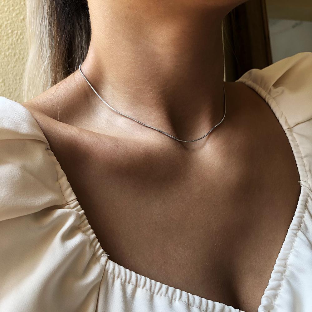 N7735 Necklace Simple No Pendant Thin Snake Bone Chain Necklace Fashion Trendy Jewelry