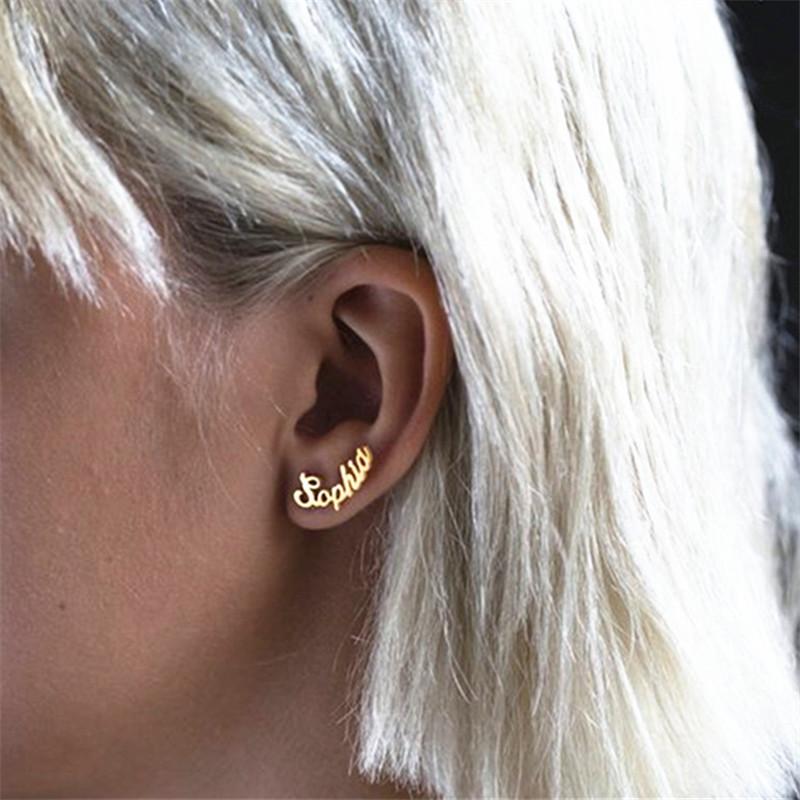 Stainless steel name earrings personalized custom letter earrings DIY English name stainless steel