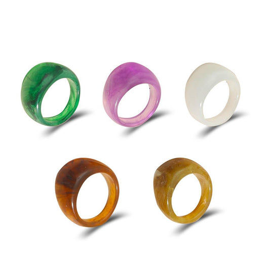 Creative color transparent acrylic ring ins personality simple round resin ring men and women the same style