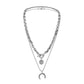Simple Hip Hop Stainless Steel Double Coin Star Moon Chain Trendy Punk Exaggerated Design Men's Necklace