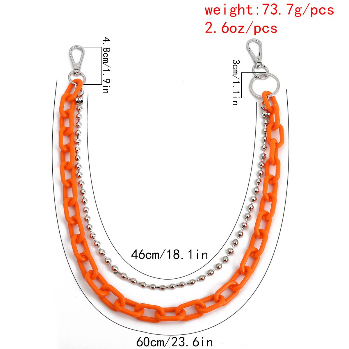 Ins street net red waist chain candy color resin pants chain ornaments retro trend pendant double chain female