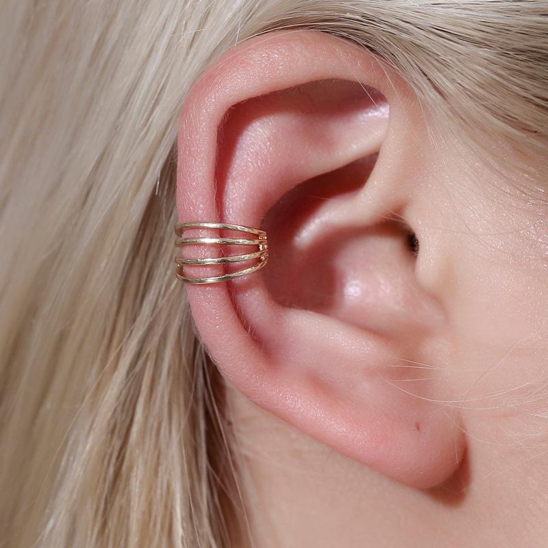 Simple earrings simple line ear bone clip CHIC four-layer ear clip fashion versatile popular male and female ear buckle