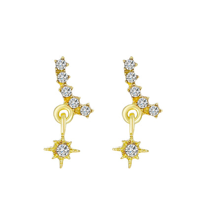 Ins octagonal star earrings female fashion temperament niche design diamond earrings earrings net red earrings trend