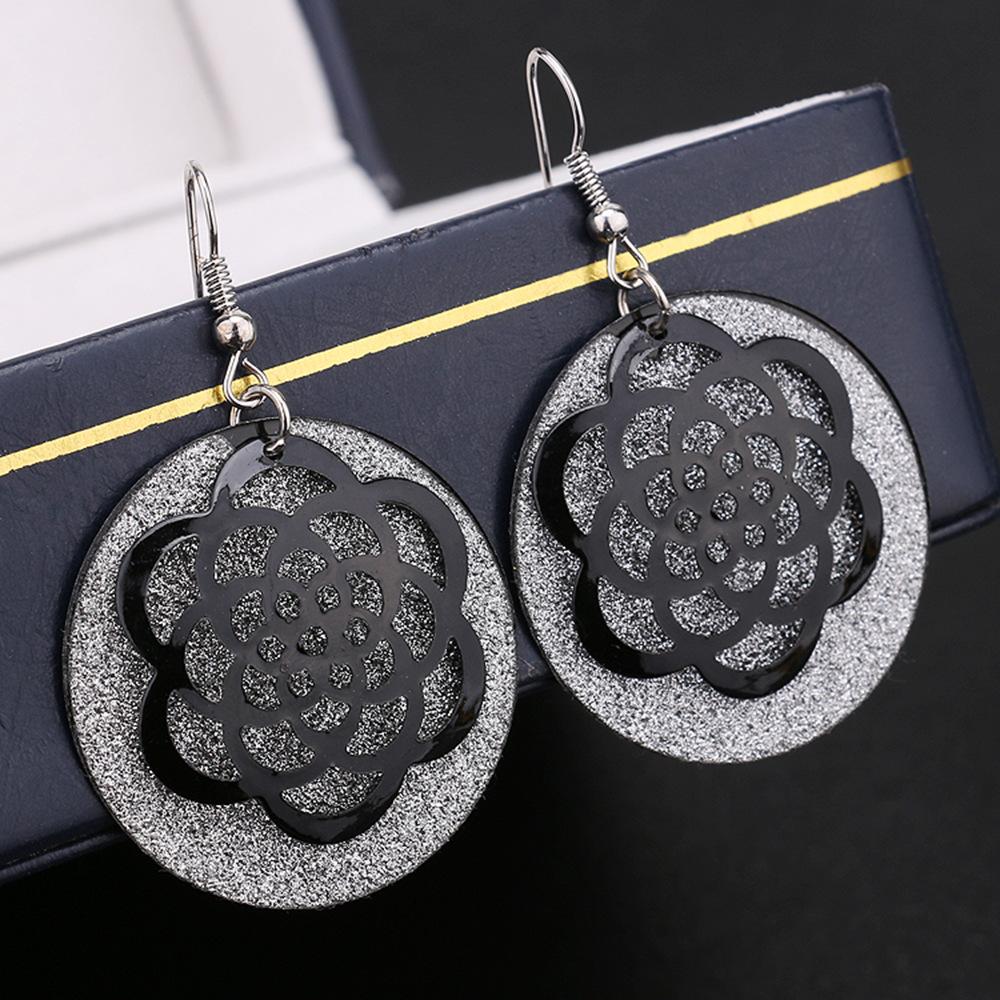 3D three-dimensional hollow flower earring earrings alloy frosted earrings earrings