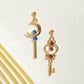 E7131 Creative Sailor Moon Earrings Fashion Color Diamond Moon Key Left and Right AB Style Earrings