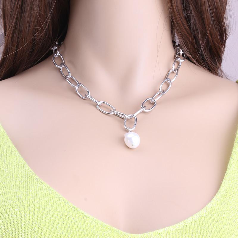 ins French fashion baroque special-shaped pearl chain necklace design trendy brand choker necklace