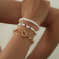 Retro Simple Personality Imitation Pearl Rice Beads Beaded Bracelet Hip Hop Metal Chain Hand Decoration Set