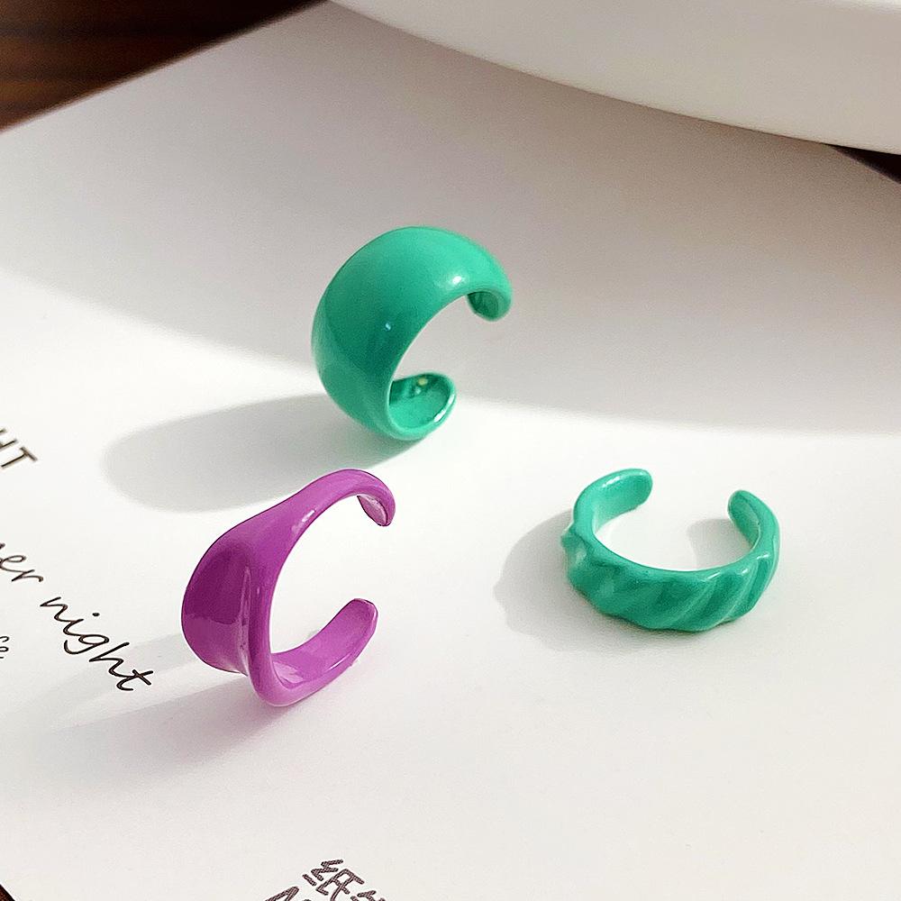 Retro Simple Alloy Color Ear Clip Set Ins Personality No Hole Circle Ear Stud Three-piece Set Fashion Earrings Female