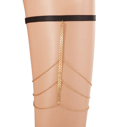 C386 Sexy Wheat Ear Aircraft Chain Leg Ring Multi-Layer Leisure Vacation Personality Hip Hop Leg Chain Female