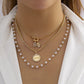 Jewelry Design Sense Simple Diamond Letter Tag Necklace Retro Versatile Pearl Chain Necklace