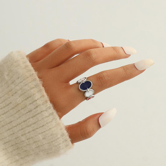 French simple temperament niche design sense stainless steel dripping oil hollowed out O-shaped open ring