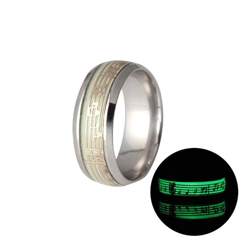 Ring titanium steel stainless steel ring creative luminous note ring ring ring
