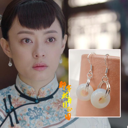 Simple natural stone opal earrings, rings, earrings