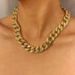Jewelry hip-hop studded with diamonds Cuban buckle necklace women's trendy hemp surface printed chain collarbone necklace