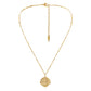Crossover Fashion Simple Temperament Charming Stainless Steel Gold Retro Round Coin Short Necklace for Women