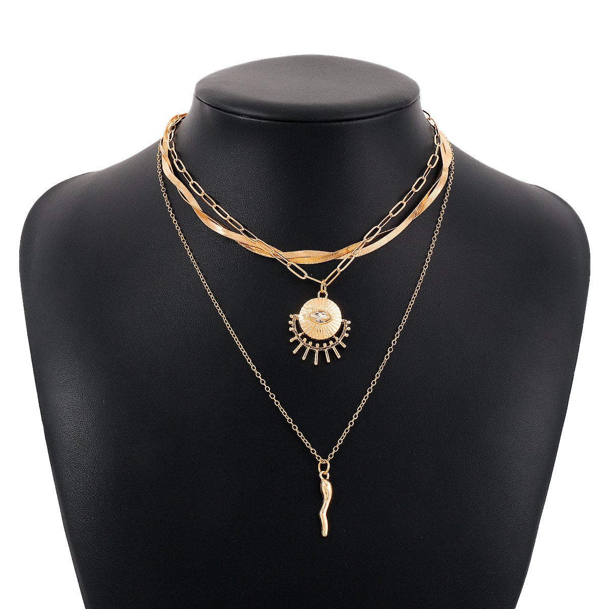 N1678 Jewelry Devil's Eye Exaggerated Stacked Necklace Personality Creative Winding Snake Bone Necklace