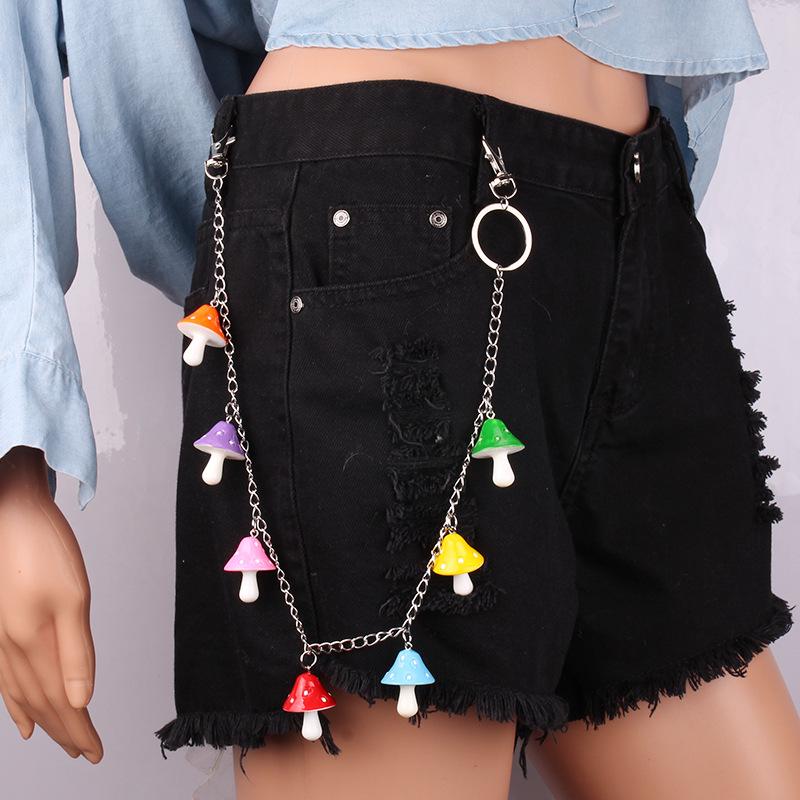 Jewelry Creative Color Mushroom Head Pendant Pants Chain Simple Personality Ring Decoration Waist Chain