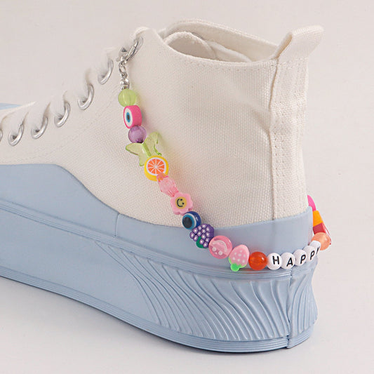 Jewelry Bohemian multi-element HAPPY letter soft pottery foot decoration female trend creative shoe chain