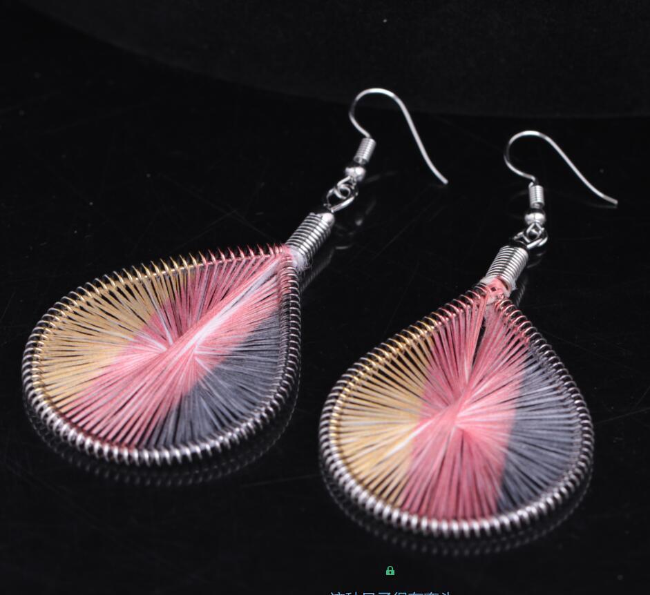 Fashion and popular silk thread earrings handmade oval exaggerated earrings jewelry