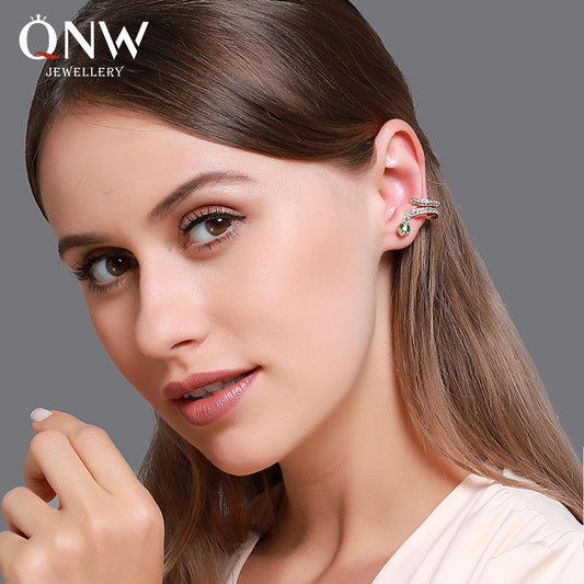 Creative Earrings Personality Micro-inlaid Zircon Snake Ear Clip Simple Temperament Snake Winding Stud Earrings