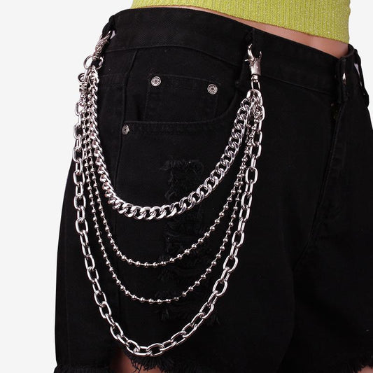 Hip-hop punk fashion metal waist chain personality popular multi-layer jeans chain ins