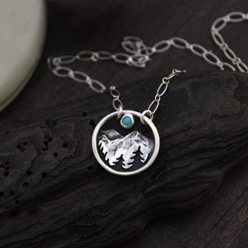 Summer Jewelry Retro Turquoise Pendant Necklace Female Niche Design Bohemian Jewelry