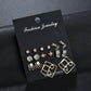 Crown Earrings Letter Love Pearl Diamond Geometric Fashion 8 Pair Stud Earrings Set