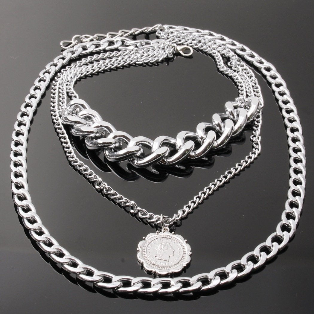 Jewelry Personality Exaggerated Chain Necklace Sweater Chain Simple Queen Pendant Multilayer Necklace Female