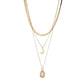 Simple Moon Water Drop Alloy Pendant Necklace Retro Fashion Snake Chain Multilayer Necklace Women's Accessories