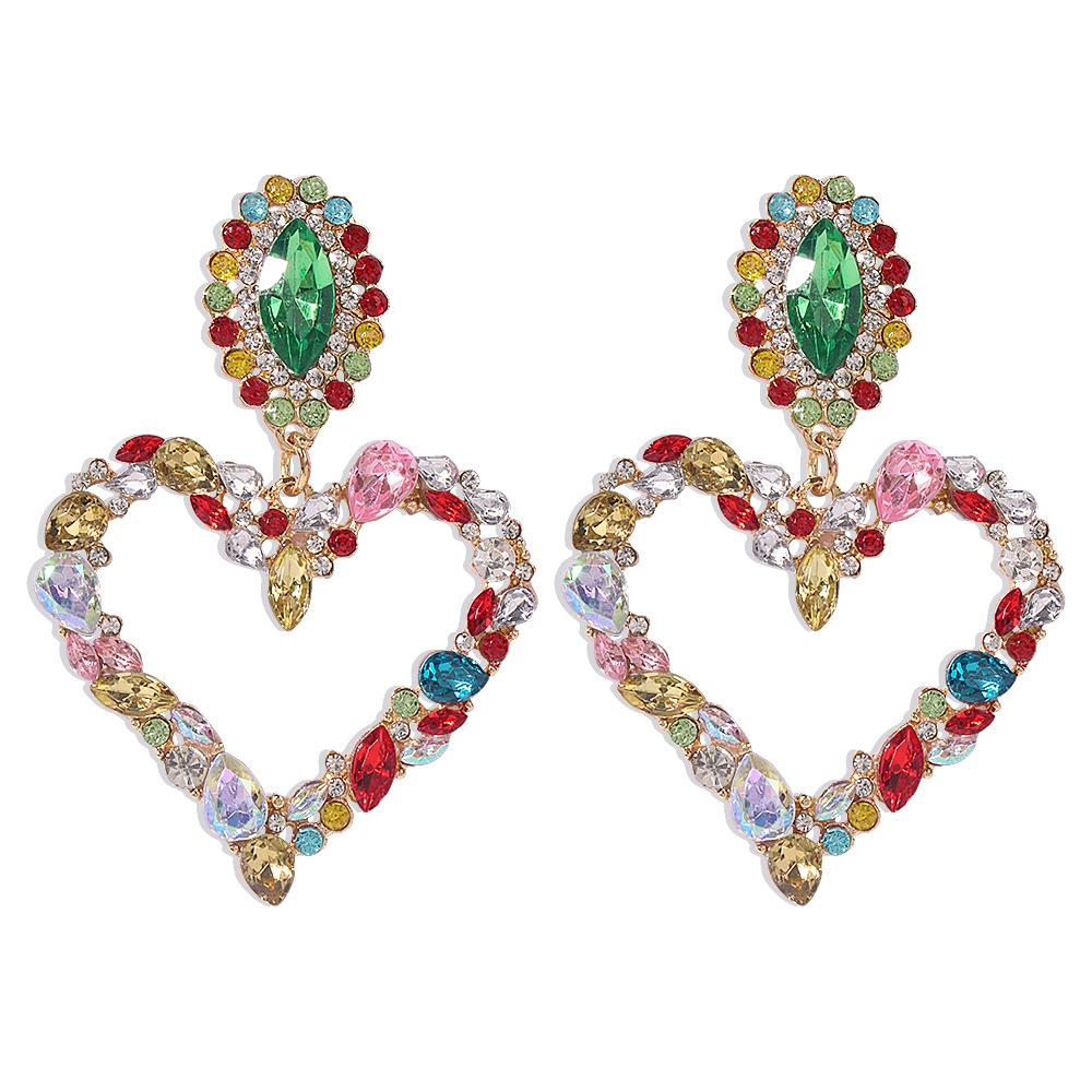 E8893 Exaggerated Love Fashion Earrings Light Luxury Sweet Temperament Catwalk Trendy Street Style Earrings Female