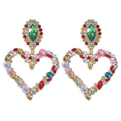 E8893 Exaggerated Love Fashion Earrings Light Luxury Sweet Temperament Catwalk Trendy Street Style Earrings Female