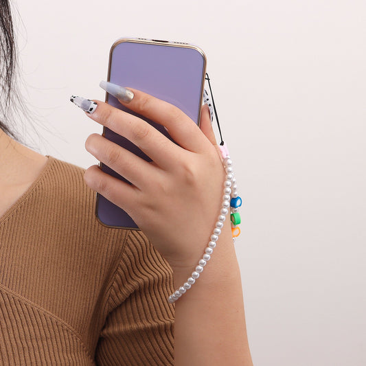 Ins hot style beaded mobile phone rope ladies mobile phone chain DIY love letter combination free matching