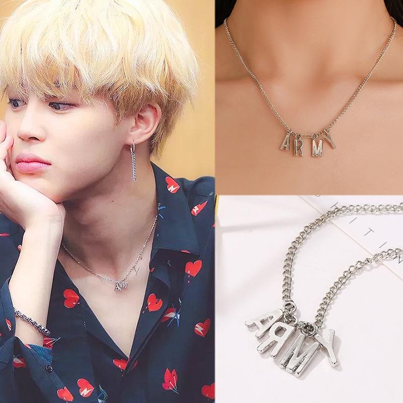 BTS bulletproof youth group men's group same style army necklace fashion men and women letter clavicle chain necklace