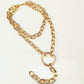 Jewelry punk exaggerated long ring multi-layer necklace personalized thick chain peach heart hip-hop necklace
