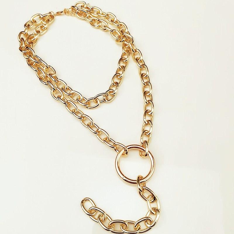 Jewelry punk exaggerated long ring multi-layer necklace personalized thick chain peach heart hip-hop necklace