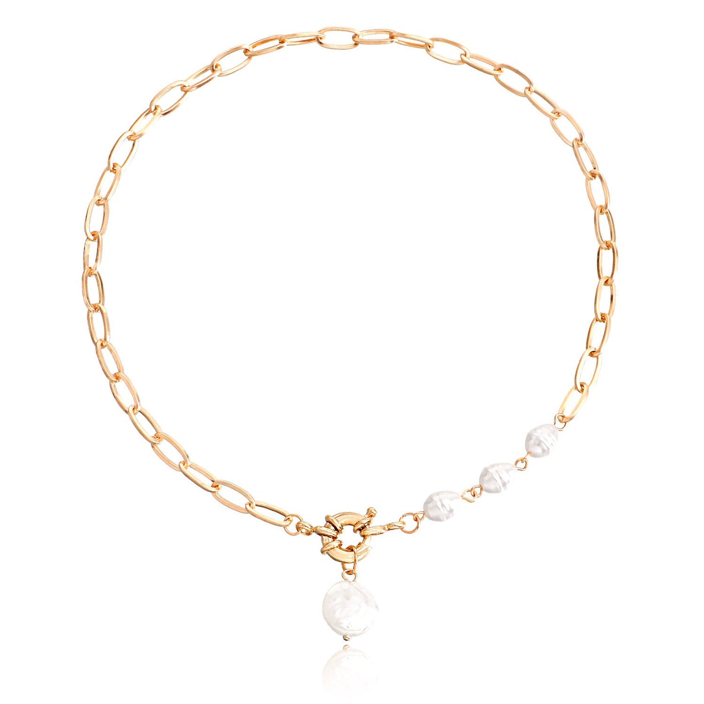 Jewelry punk simple single-layer back-shaped chain pearl pendant necklace female ins all-match necklace