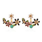 Sweet Ruili flower rhinestone back hanging earrings femininity pastoral fresh accessories jewelry earrings