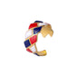 Fashion niche design personality stainless steel color checkerboard drop oil geometric opening ring female