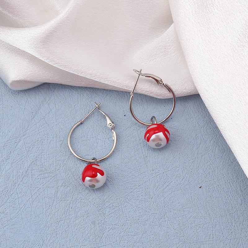 Creative Light Luxury Drip Oil Red Flame Pearl Necklace Advanced Sense Niche Design Clavicle Chain Bracelet