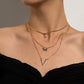Jewelry fashion trend multi-layer butterfly diamond crystal letter pendant personality all-match necklace female