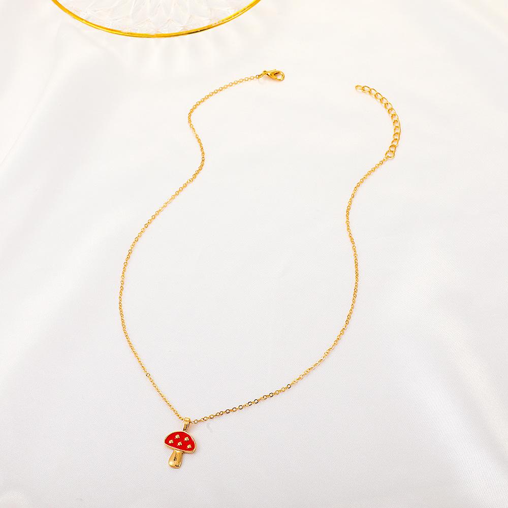 Internet celebrity ins alloy color drop oil mushroom necklace fashion temperament simple necklace female