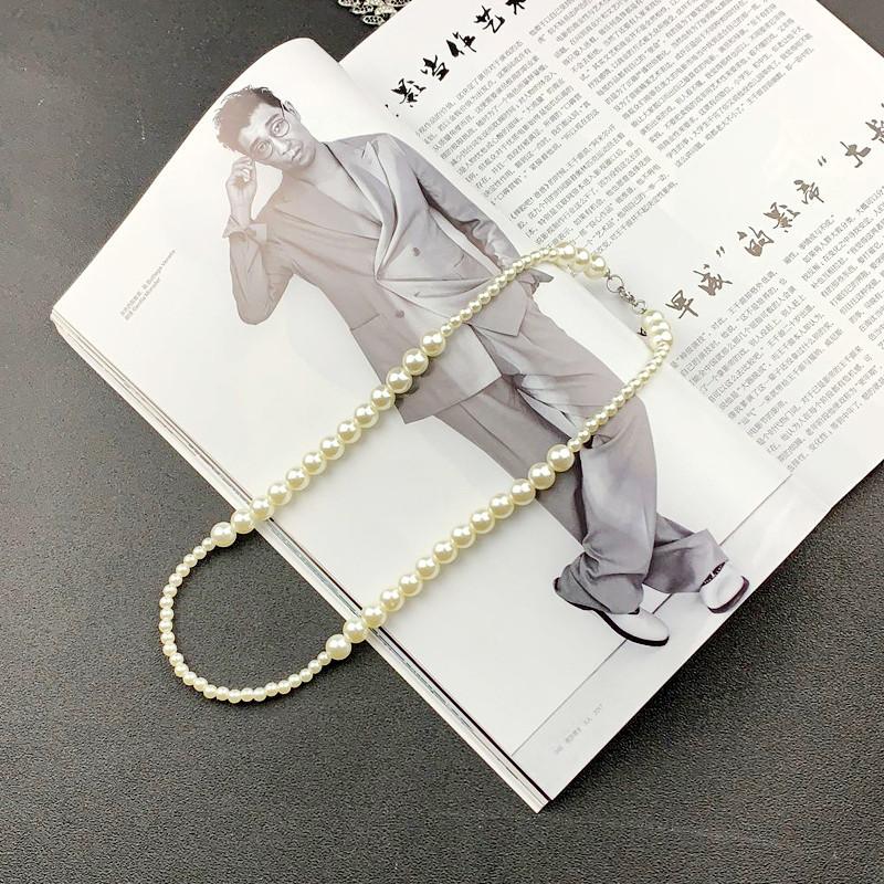 Jewelry Pearl Necklace Men's Trendy Hip Hop Chain Clavicle Chain Women's Necklace Smiley Face Necklace