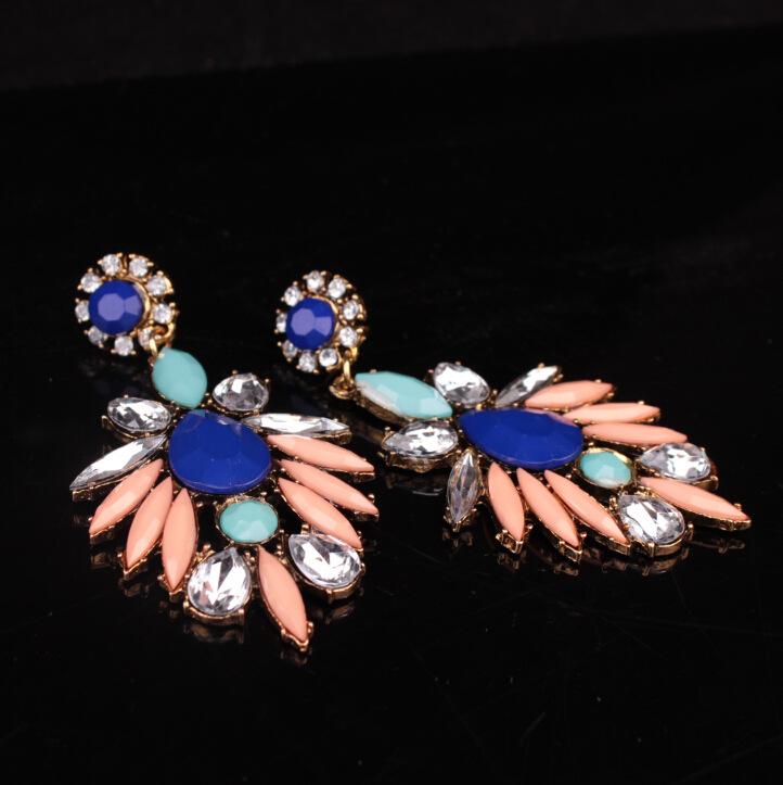 Fashion exaggerated luxury earrings atmospheric diamond earrings personality water drop color ear jewelry