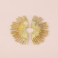 E1886 Retro Temperament Fan-shaped Earrings ZA Heavy Industry Metal Texture Fold Street Shoot Trendy Earrings Female