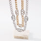 N1427 Double Love Geometric Necklace Micro-inlaid Niche Exaggerated Chain Necklace French Vintage Necklace Female