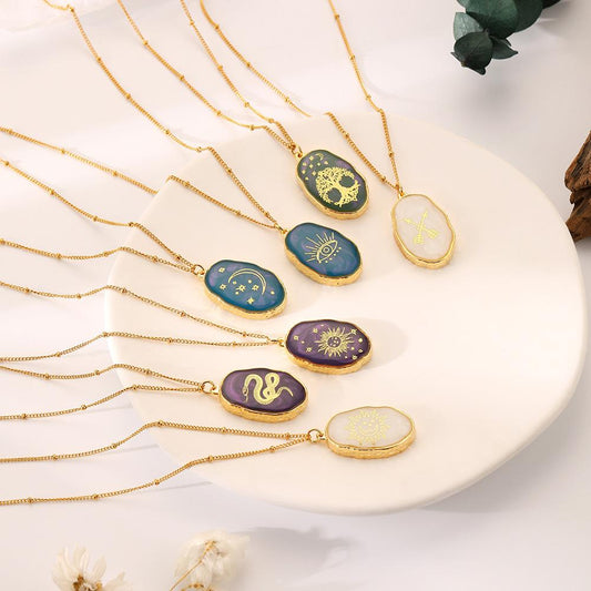 Niche Design Sense Personality Fashion Irregular Ellipse Resin Sun DIY Handmade Necklace