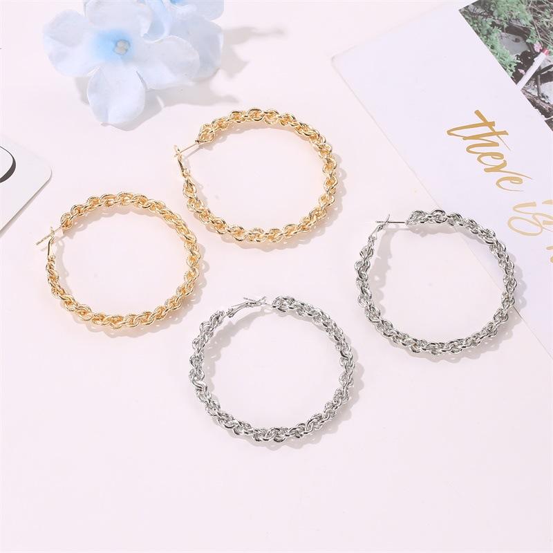 Earrings Exaggerated Large Circle Twist Earrings Creative Braided Design Alloy Stud Earrings